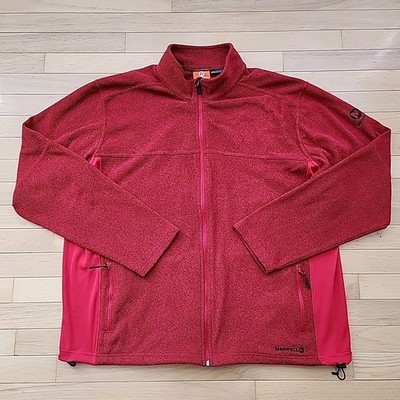 Merrell Select Regulate Red Fleece Full Zip Jacket Men s 2XL Hike Climb Gorpcore