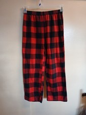 Cuddl Duds Kid's Red And Black Polyester Elastic Waist Pajama Pants Sz L 10/12 