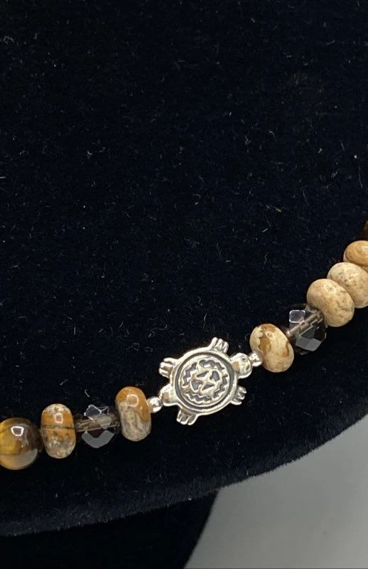 Ожерелье с бисером Carolyn Pollack из чистого серебра с яшмой и тигровым глазом животным - Изображение 4 из 4