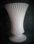 Vintage Signed McCoy Art Pottery Spiral Pedestal Vase in Satin White