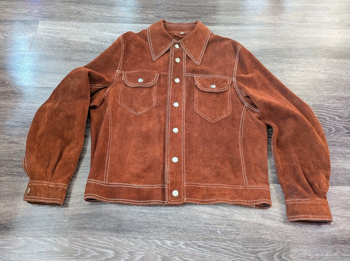 Vintage Brown Suede Button Front Basic Jacket Men… - image 18