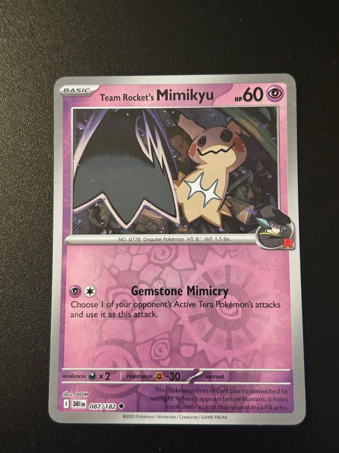 Team Rocket's Mimikyu 087/182 Reverse Holo Uncommon SV10: Destined Rivals NM