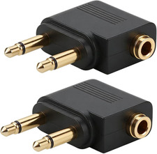 EZYUMM 2-Pack Airplane Headphone Adapter, Dual 3.5Mm Male to 3.5Mm Female Gold P