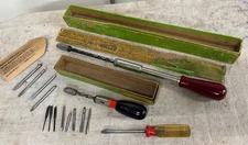 STANLEY "YANKEE" Spiral Ratchet Screwdriver 130A & 133H Handyman 417 Lot w/ Bits