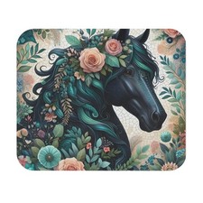 Bohemian Horse Mouse Pad, Floral Desk Accessory, Boho Chic Gamer Pad