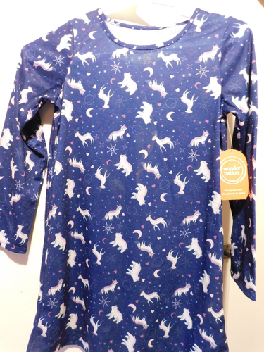 Wonder Nations L/S blue night gown w/deer, bears,moon