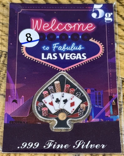 5g .999 Silver Las Vegas Spade Bar – Welcome to Fabulous – NVCoin – Sealed