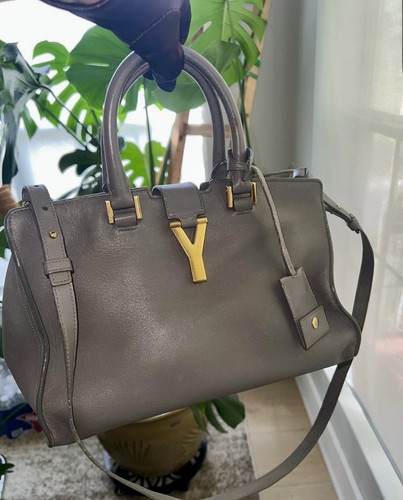 Yves Saint Laurent Dark Grey Leather Medium Cabas Chyc Bag Shoulder Strap