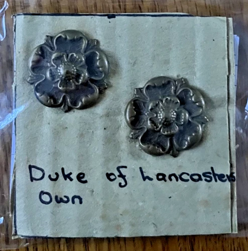 Pre-WW1 Duke of Lancaster's Own Collar Badges, No Scroll, Lugs, Genuine & Rare.