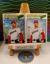 CADE CAVALLI 2026 Topps Heritage CHROME SILVER SPARKLE & BASE CARD #68 Nationals