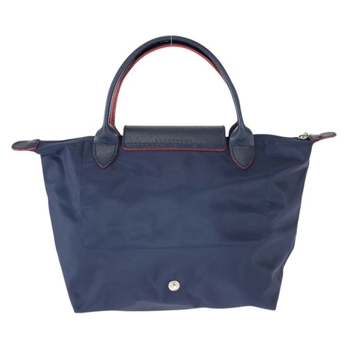Longchamp Le Pliage Club S Tote Bag handbag Navy Red SilverHardware Nylon - Picture 2 of 9