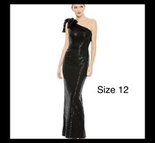 Mac Duggal Black Sequin Asymmetrical Gown