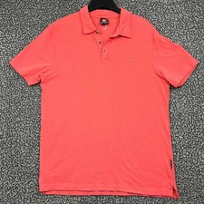 Quiksilver Polo Shirt Men Large Salmon Pink Short Sleeve Cotton L