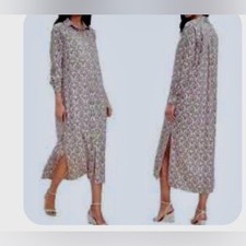 Loft Tuilerie Midi ShirtdressFloral Print  Long Sleeve Dress Flowy