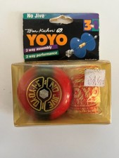 Vintage Red Fine Wood Tom Kuhn No Jive 3-in-1 Yo-Yo