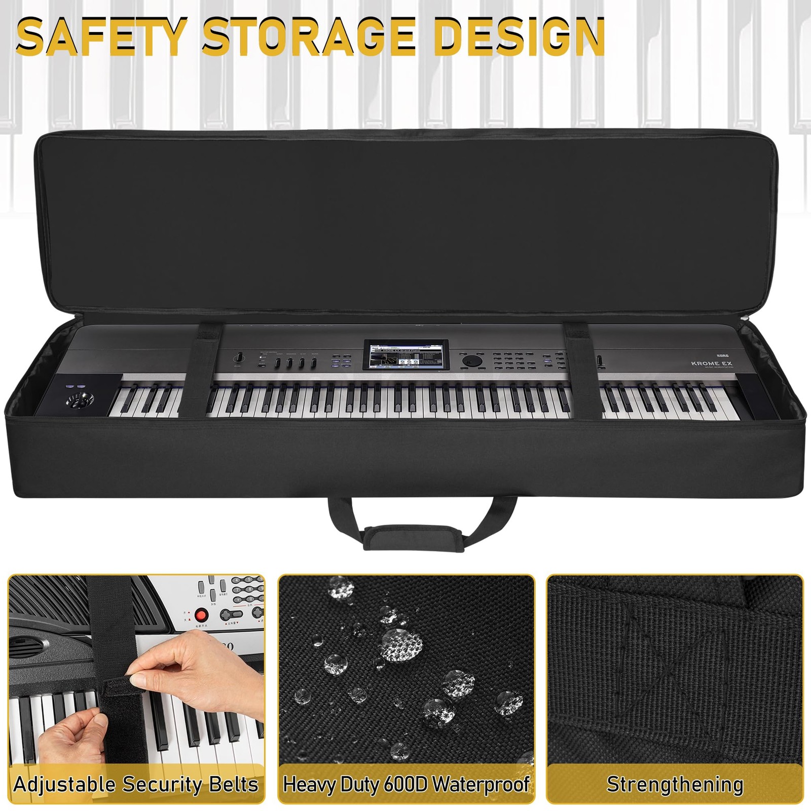 76 key Keyboard Case, Keyboard Gig Bag Case with 76key-47"x6.5"x18.1"