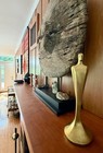 Rare Listed Artist E. W. Lane 1938 Gold Man Bronze Sculpture Figure Art Deco