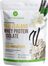 - 100% Grass Fed New Zealand Whey Protein Isolate, Vanilla Flavor, 2 Lbs - Pure 