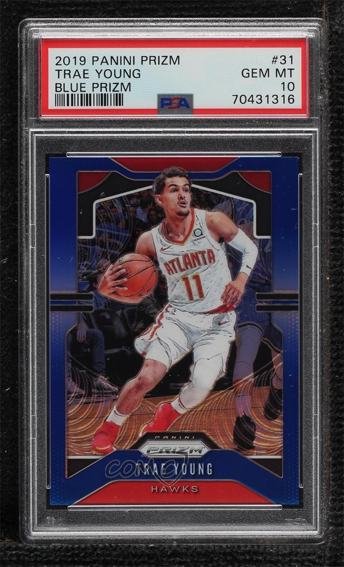 2019-20 Panini Prizm Blue Prizm /199 Trae Young #31 PSA 10 GEM MT 8vc