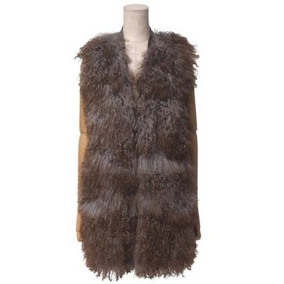 MAURIZIO PECORARO Best Size 40 Long fur vest Made in Italy Branded clothing ...