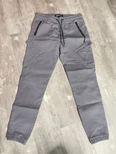 Encrypted Pants Mens M Gray Drawstring Zip Pockets Jogger Stretch Size L Z-219
