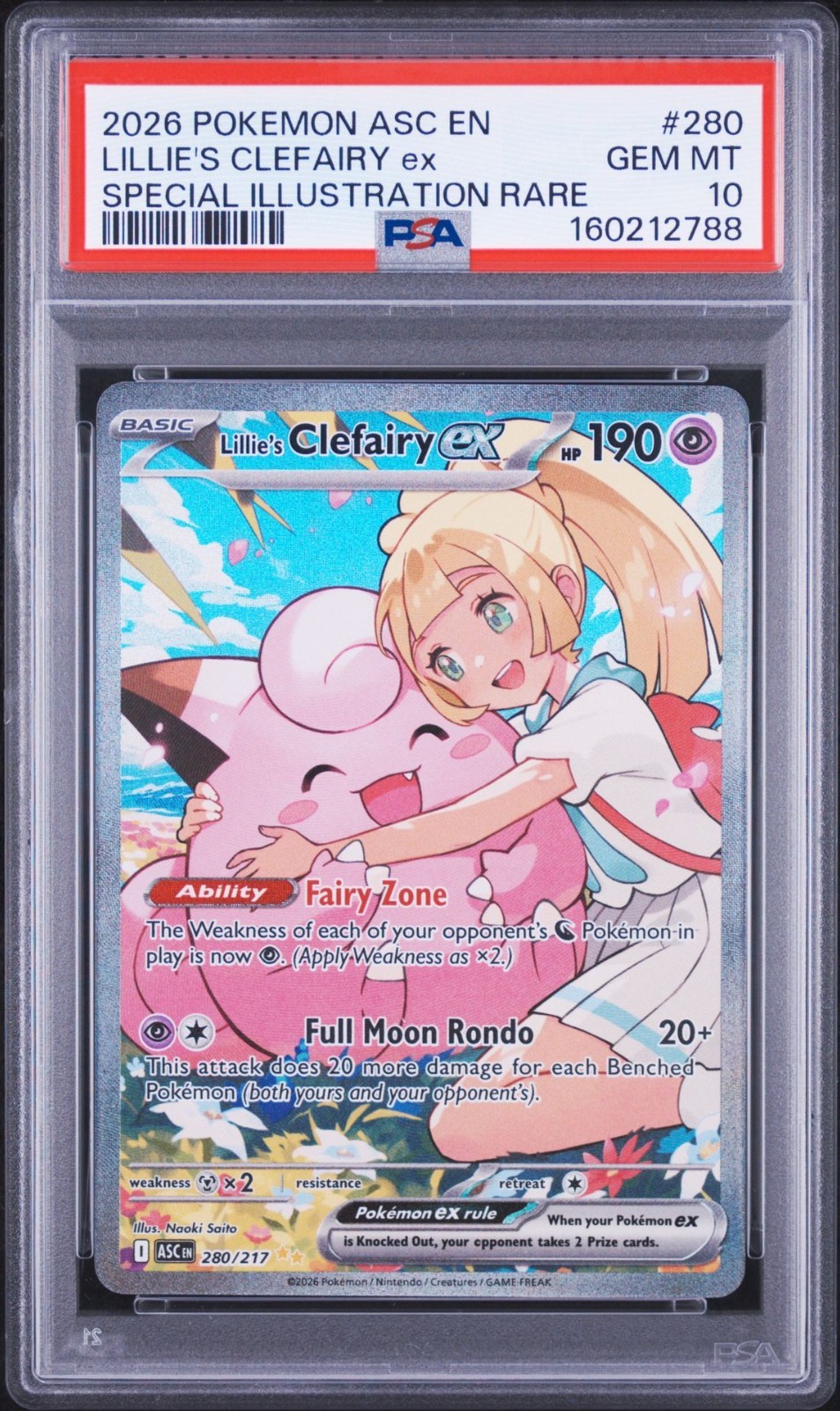 Pokemon Ascended Heroes Lillies Clefairy EX Special Illustration Rare 280 PSA 10
