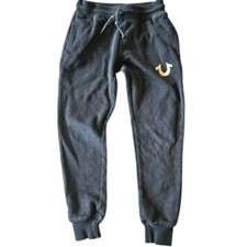 True Religion Buddah Classic Jogger Boys S Black Gold Logo Drawstring Sweatpants