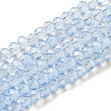 50pcs Transparent Glass Beads Faceted Rondelle Blue Spacer Bead for Jewelry DIY