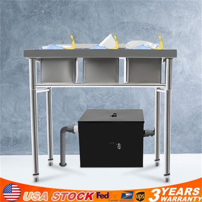 #ad Commercial Grease Interceptor Grease Trap 20 LBS 2.2 GPM Carbon Steel w Filter $130.15