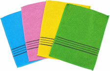 Korean Exfoliating Mitt Body Scrub Glove Set 150D Fabric Bath Washcloths 4 Pack