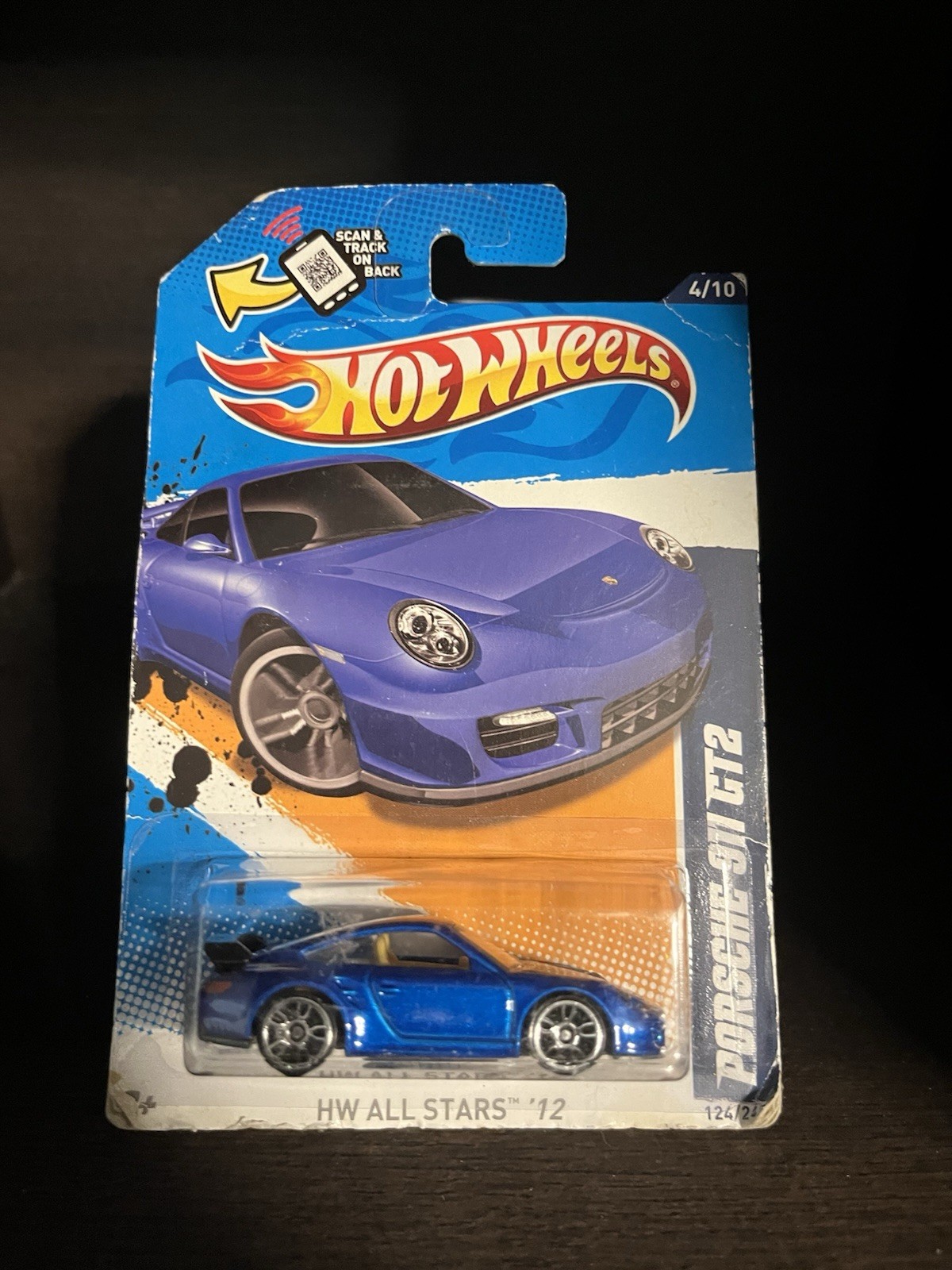 Hot Wheels 2012 HW All Stars #4/10 Porsche 911 GT2 in Blue (Rough Card)