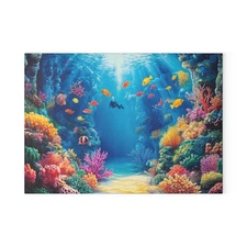 Vibrant Underwater Glass Cutting Board, Colorful Kitchen Decor, Ocean