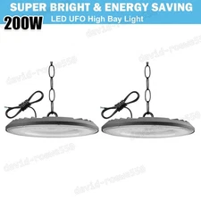 2Pack LED 200W UFO High Bay Lights Warehouse Factory Shop GYM Lamp Super Bright