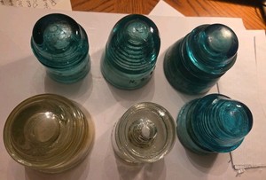 Antique Glass Insulator Lot, Hemingray, ATT, Armistrong, H C co,Whitehall Tatum.