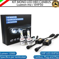 KIT MONO LED MONOLED HB3 6500K CANBUS 12000 LUMEN LED XHP70 PER FARI LENTICOLARI