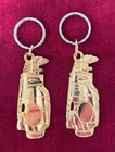 2 Golf Club Keychain Blanks for Cabochon - Gold Color - 18X13mm Cab - 3" Length — photo 1