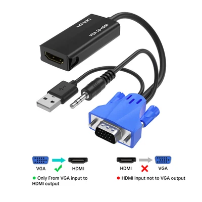MT-VIKI VGA+AUDIO to HDMI Adapter 1920*1080 60Hz HD Converter For HDTV PC Laptop