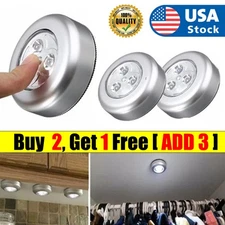 3 LED Touch Push On/Off Light Self-Stick On Click Battery Operated Lights Tools