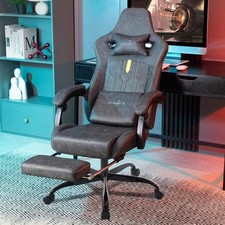 Ergonomic PU Leather Gaming Chair with Footrest  Massage