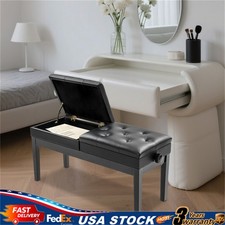 Double Seater Piano Bench Adjustable Duet Piano Bench w/ Storage Box 200 kg max.
