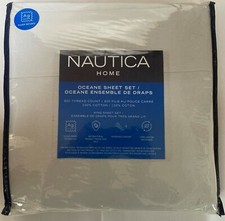 NIP NAUTICA HOME OCEANE 300TC COTTON LIGHT GRAY KING SHEET SET