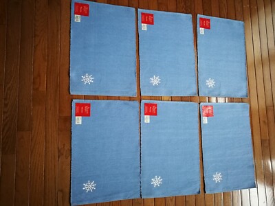 Make the Season Bright Kohl s Christmas Place mats Blue with Snowflakes Set of 6