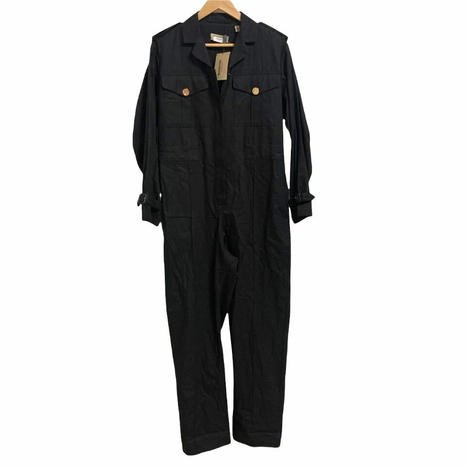 BURBERRY Cotton Gabardine Jumpsuit In Black 6 NWT $1400