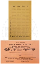 DICK'S HOBBY CENTER MEMBERSHIP CARD - VINTAGE REPRINT