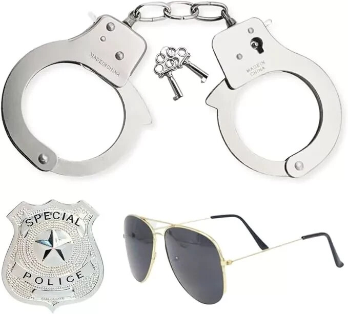 Disfraz De Policía WPC Unisex Con Gafas De Sol, Esposas, Insignia Y Accesorios