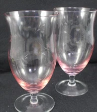 Lenox Crystal Butterfly Meadow Set of Two Pink 18 Ounce Glassware Iced Teas