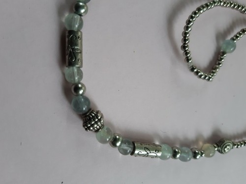 Vintage handmade aventurine & amethyst beads necklace 22" & matching earrings 2" - Picture 2 of 5