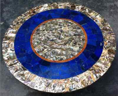 18'' Blue Round Lapis Dining Coffee Marble Table Top Inlay Malachite Room