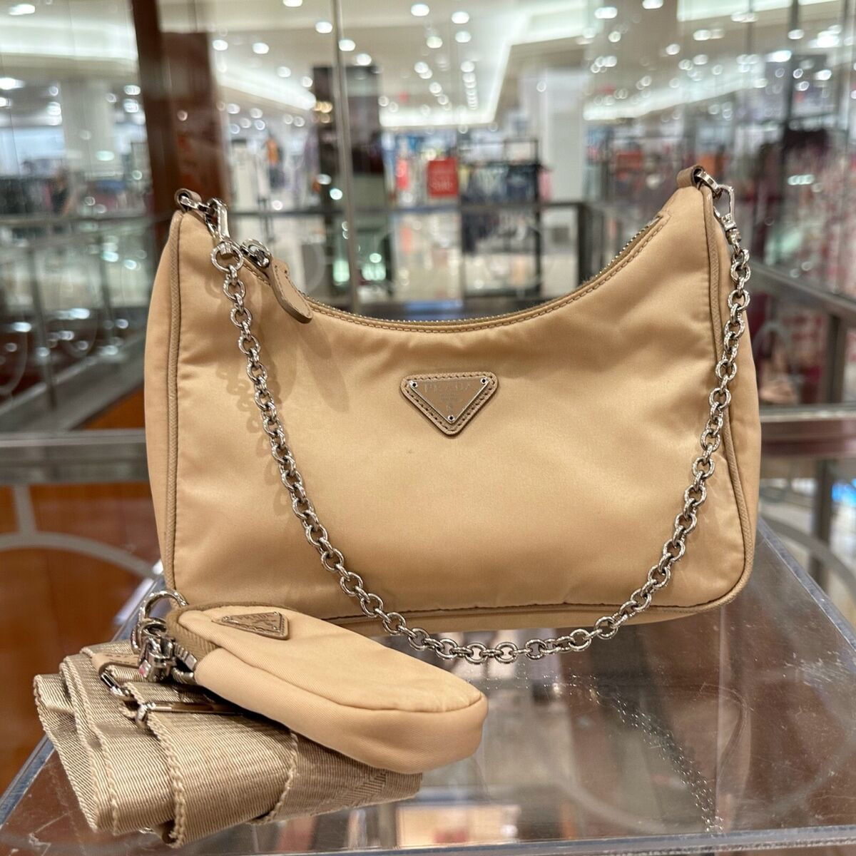 Prada Re-Edition 2005 Re-Nylon Shoulder Bag Beige