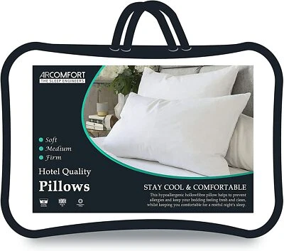 AirComfort Hotel Quality Polycotton Pillows for Soft, Medium and Firm Support